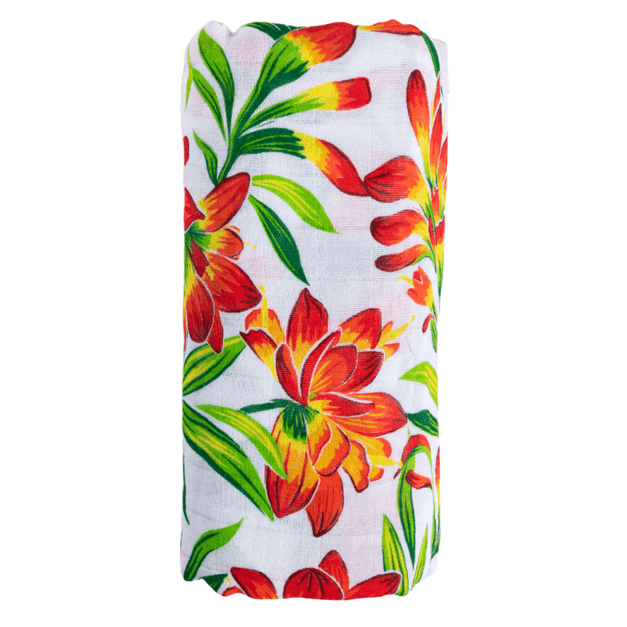 GiftSet: Prairie Fire Baby Muslin Swaddle Blanket and Burp Cloth/Bib Combo