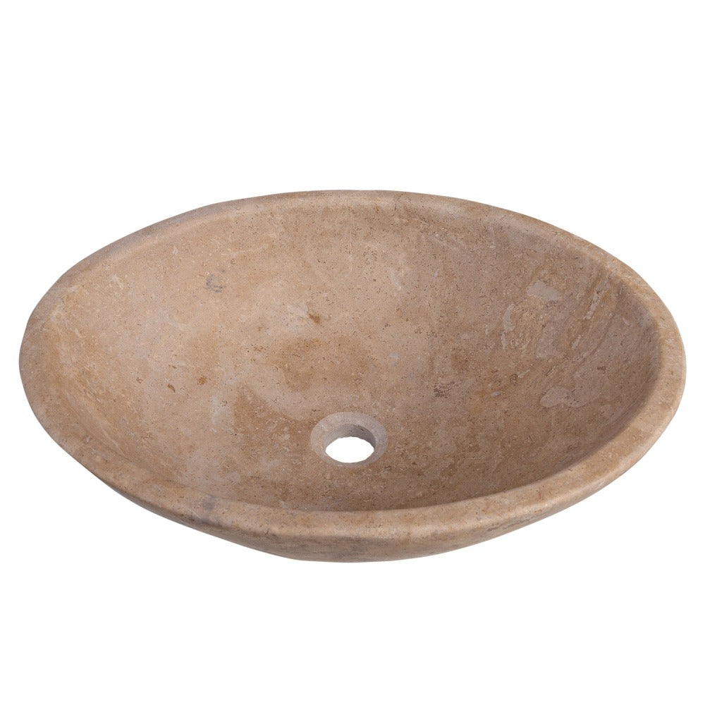Karina Walnut Travertine Natural Stone Vessel Sink Honed and Filled  (W)16