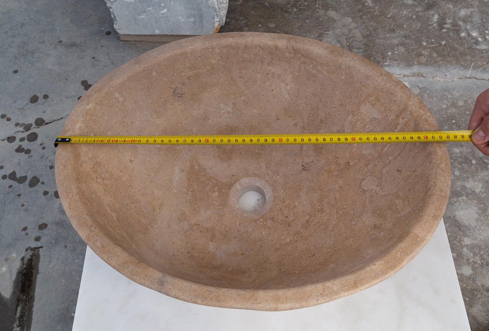 Karina Walnut Travertine Natural Stone Vessel Sink Honed and Filled  (W)16