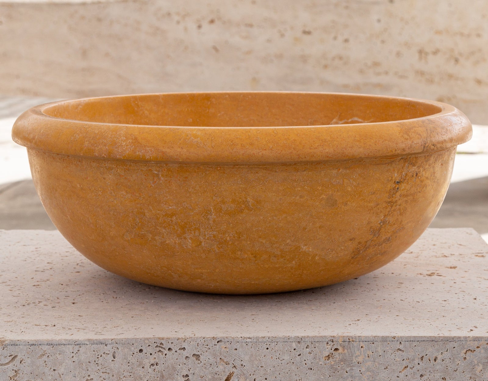 Natural Golden Sienna Natural Stone Vessel Sink Honed and Filled  (D)16