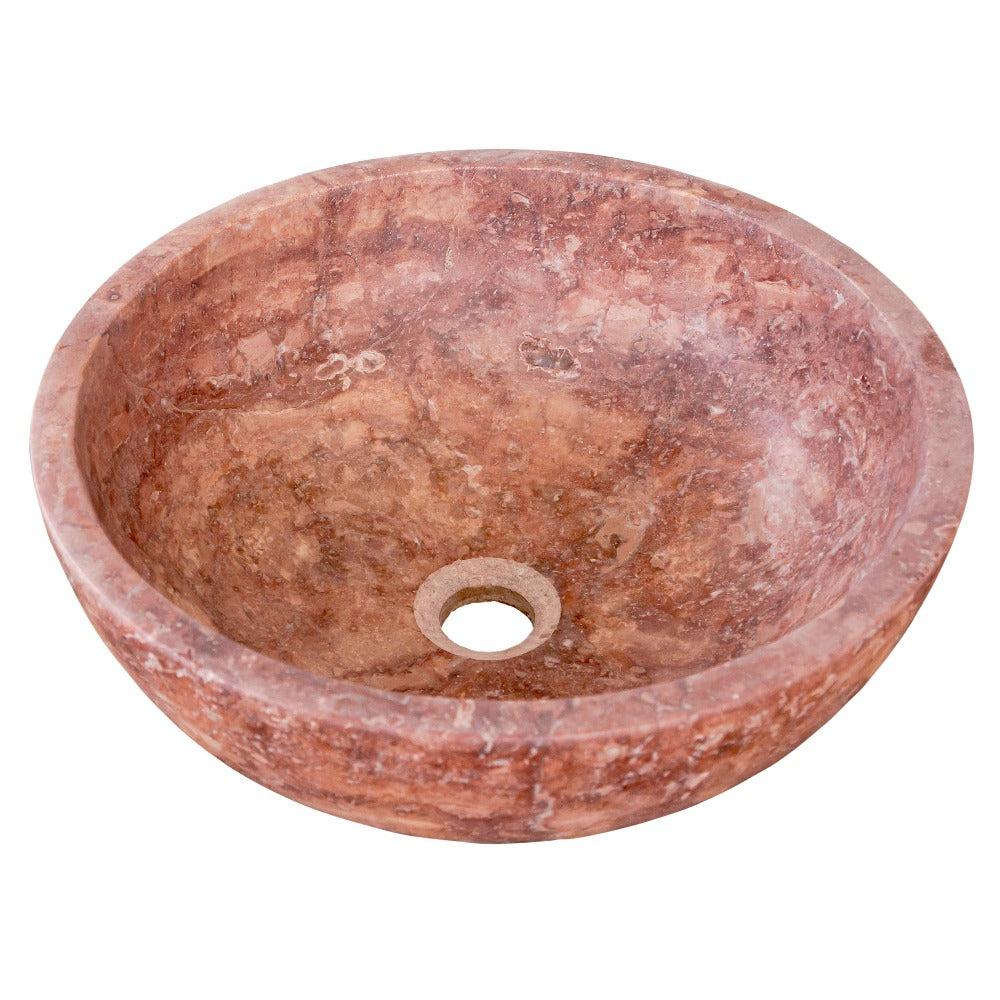 Red Travertine Natural Stone Vessel Sink Honed/Matte (D)16" (H)6"