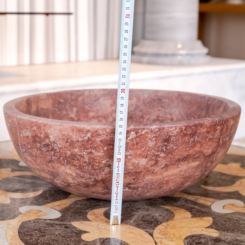 Red Travertine Natural Stone Vessel Sink Honed/Matte (D)16