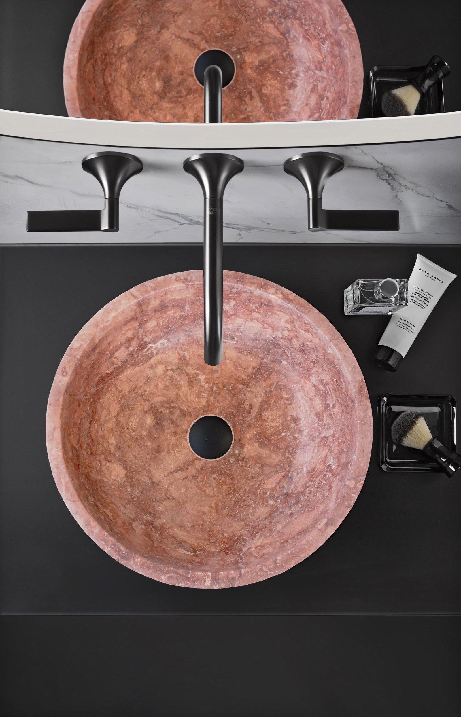 Red Travertine Natural Stone Vessel Sink Honed/Matte (D)16