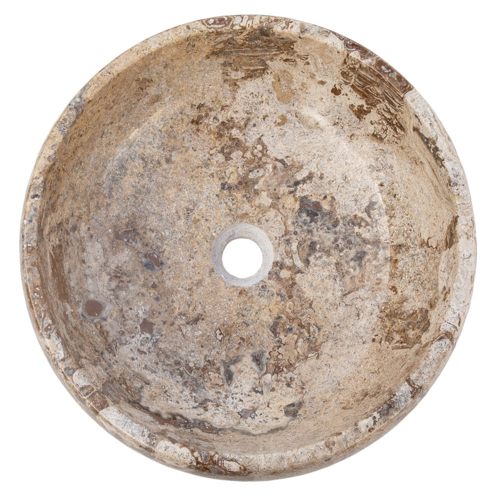 Valencia Beige Travertine Natural Stone Vessel Sink Filled and Polished (D)16