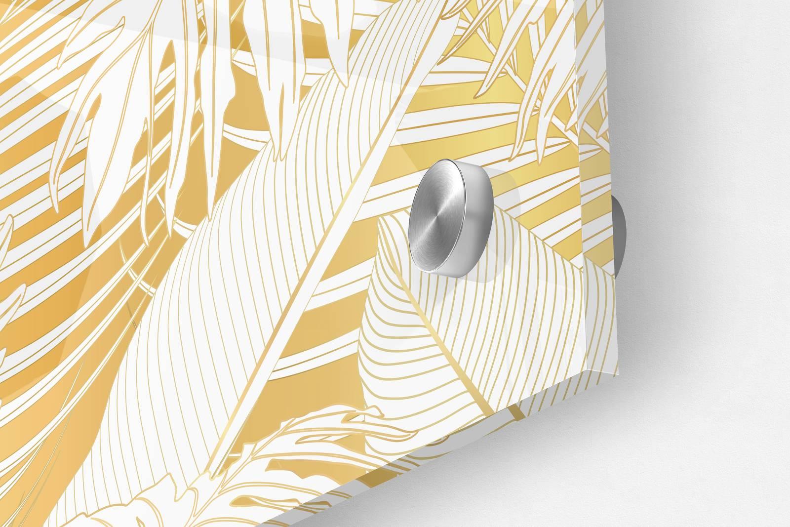 Gold and White Leaves Pattern Set of 3 Prints Modern Wall Art Modern Artwork