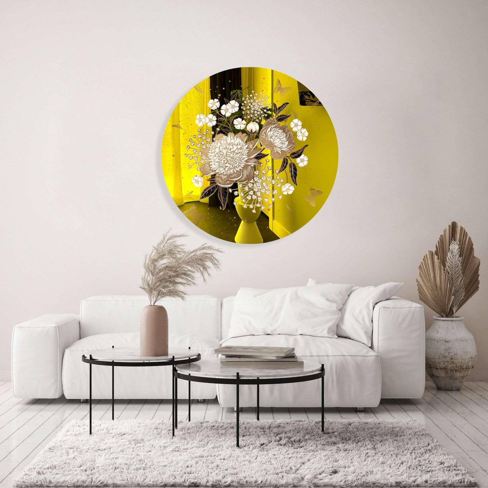 Gold Flowers Printed Mirror Acrylic Circles