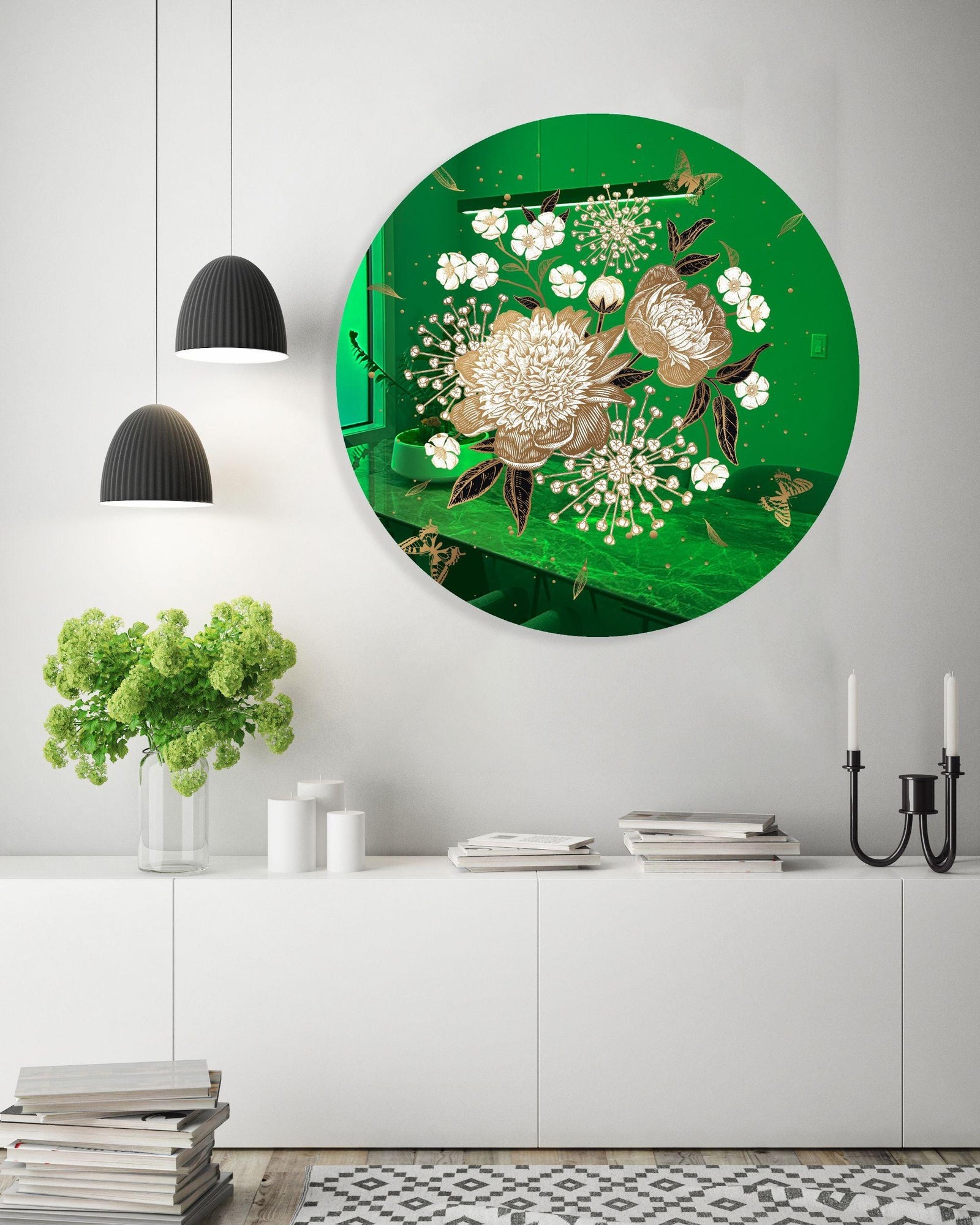 Gold Flowers Printed Mirror Acrylic Circles