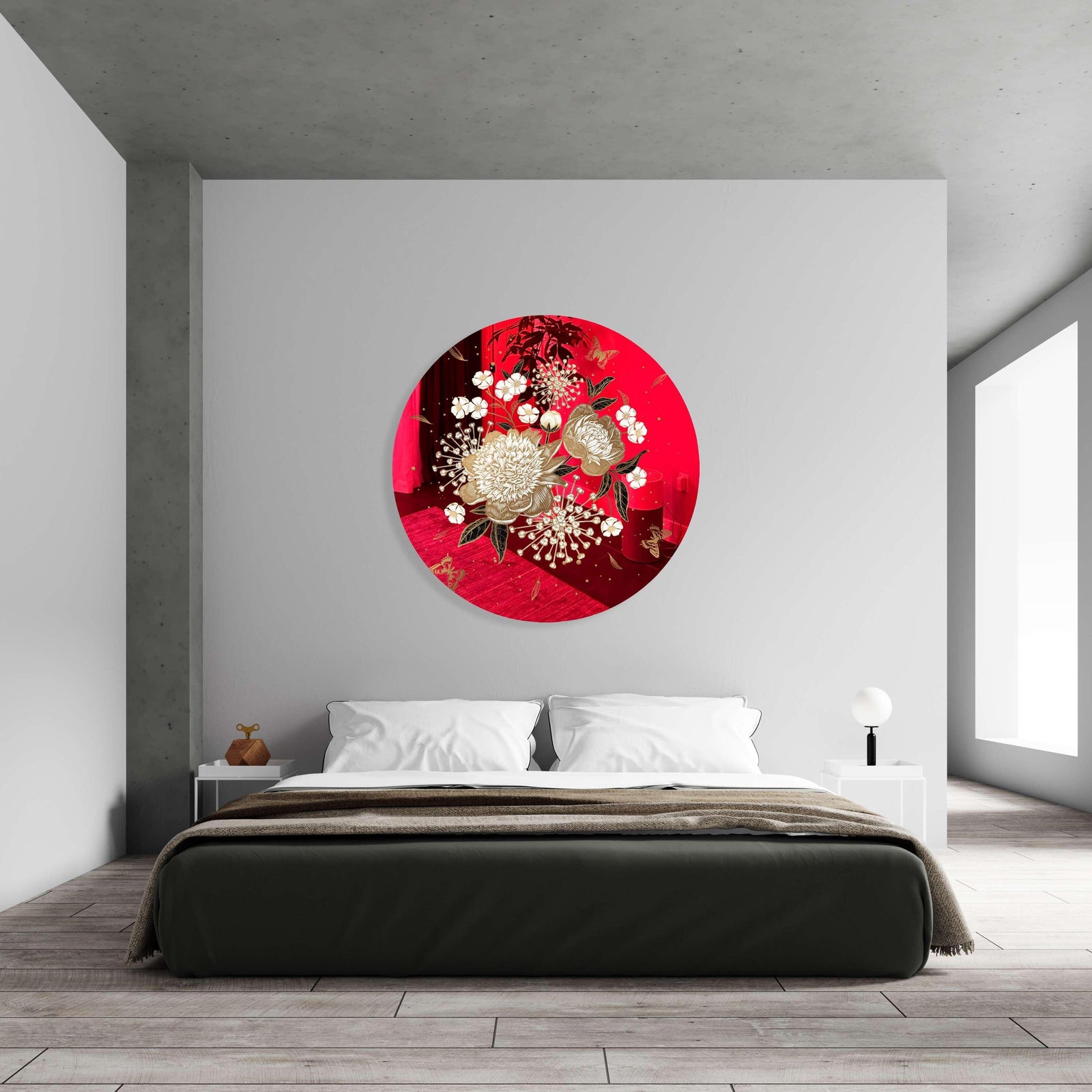 Gold Flowers Printed Mirror Acrylic Circles