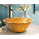 Golden Sienna Travertine V-Shape Tapered Sink Polished  (D)16" (H)6"
