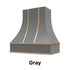 Wood Range Hood With Curved Front, Brass Strapping and Buttons - 30", 36", 42", 48", 54" and 60" Widths Available