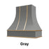Wood Range Hood With Curved Front and Brass Strapping and Flat Trim - 30" 36" 42" 48" 54" and 60" Widths Available