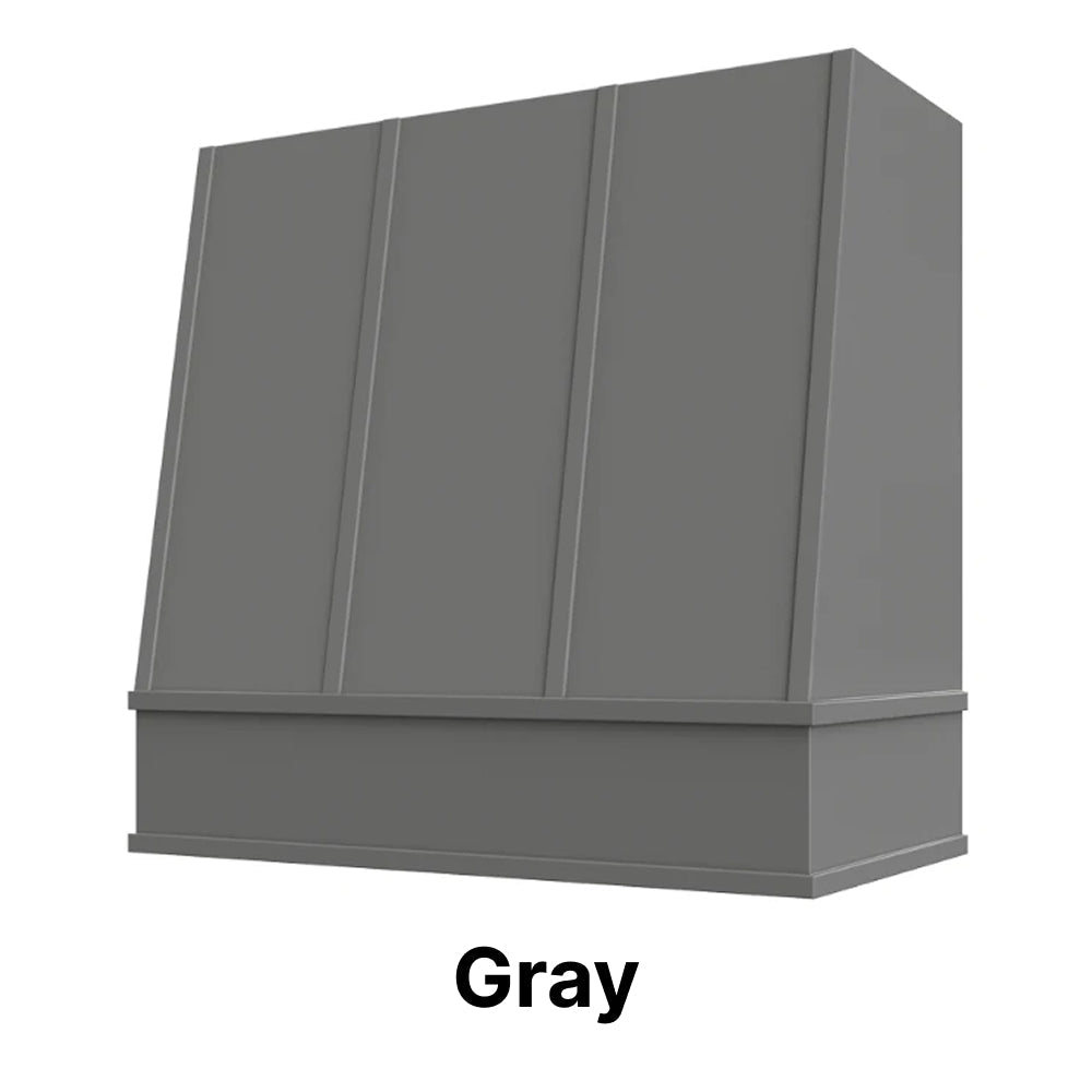 Wood Range Hood With Angled Strapped Front and Block Trim - 30