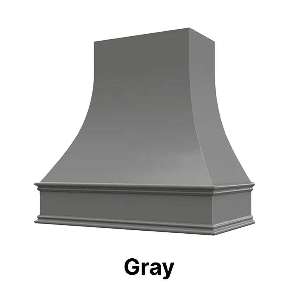 Wood Range Hood With Curved Front and Decorative Trim - 30