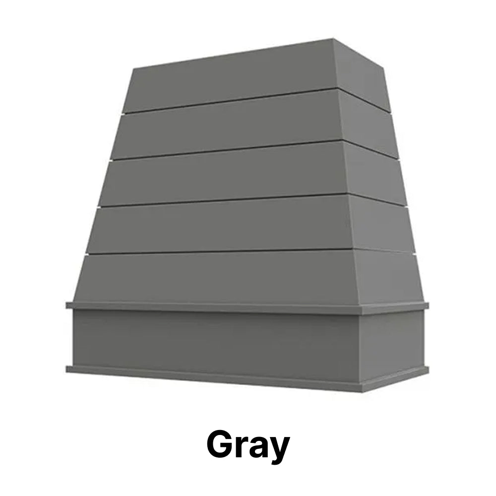 Wood Range Hood With Tapered Shiplap Front and Block Trim - 30