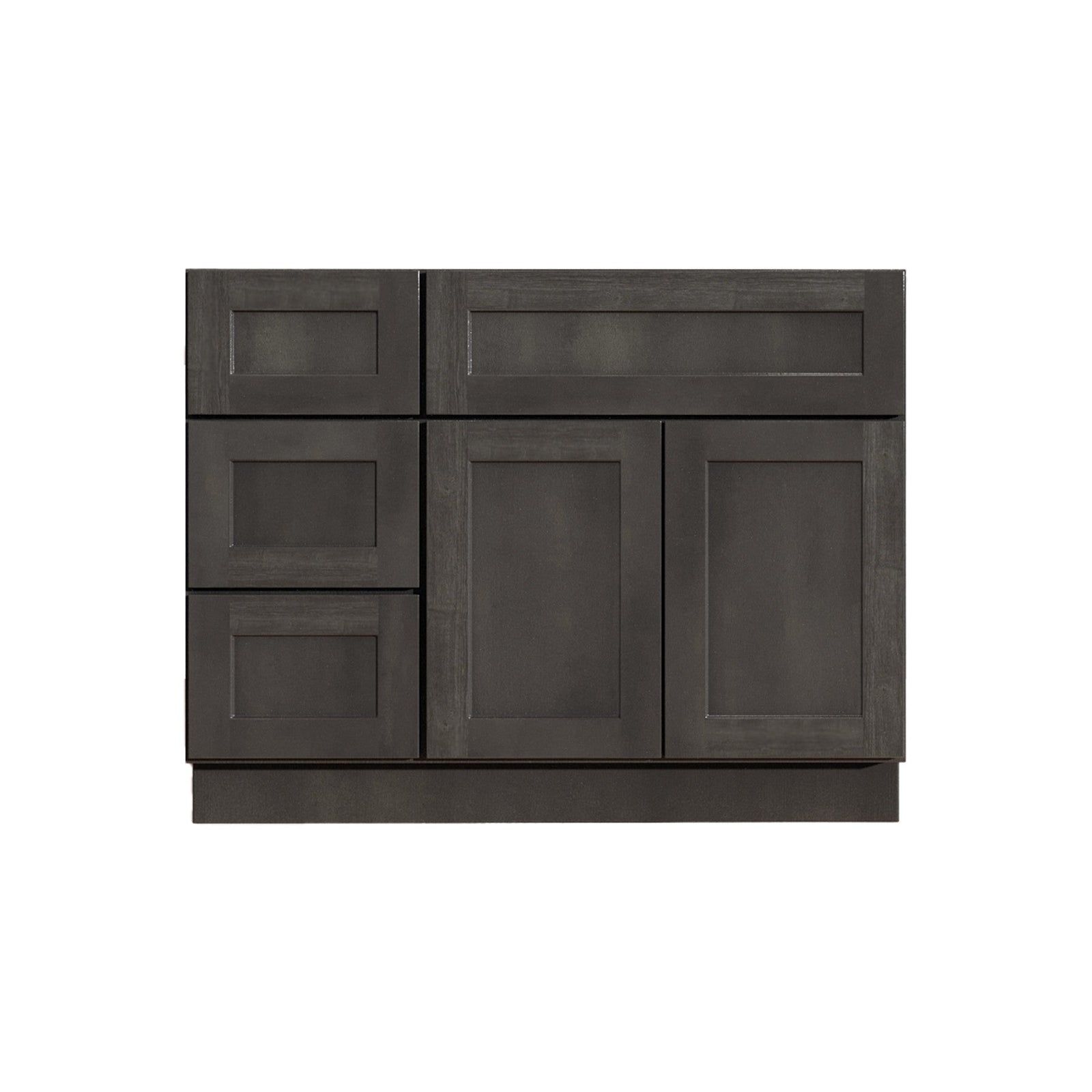 36 Inch Gray Stained Shaker Single Sink Bathroom Vanity with Drawers on the Left