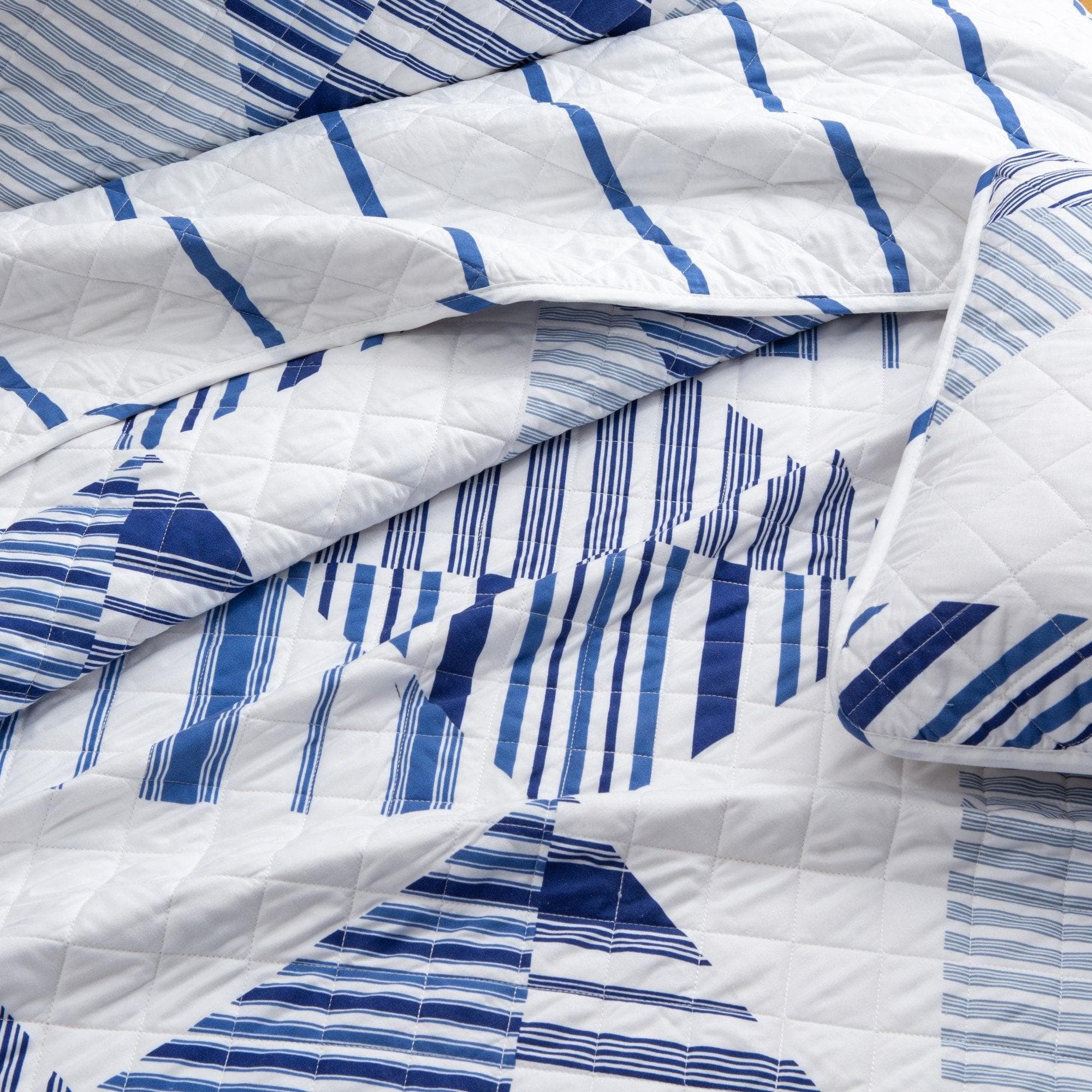 3-Piece Navy Stripe Quilt - Midnight Bay Collection