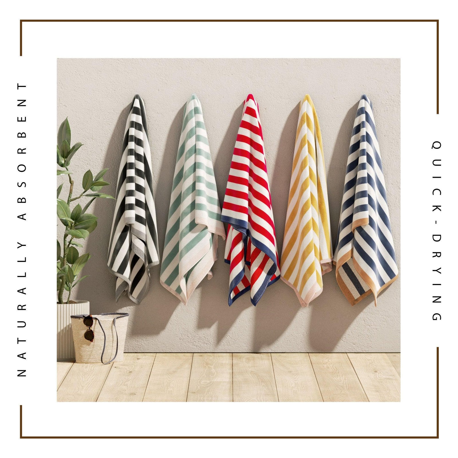 Oversized Striped Border Cabana Beach Towel - Santa Cruz