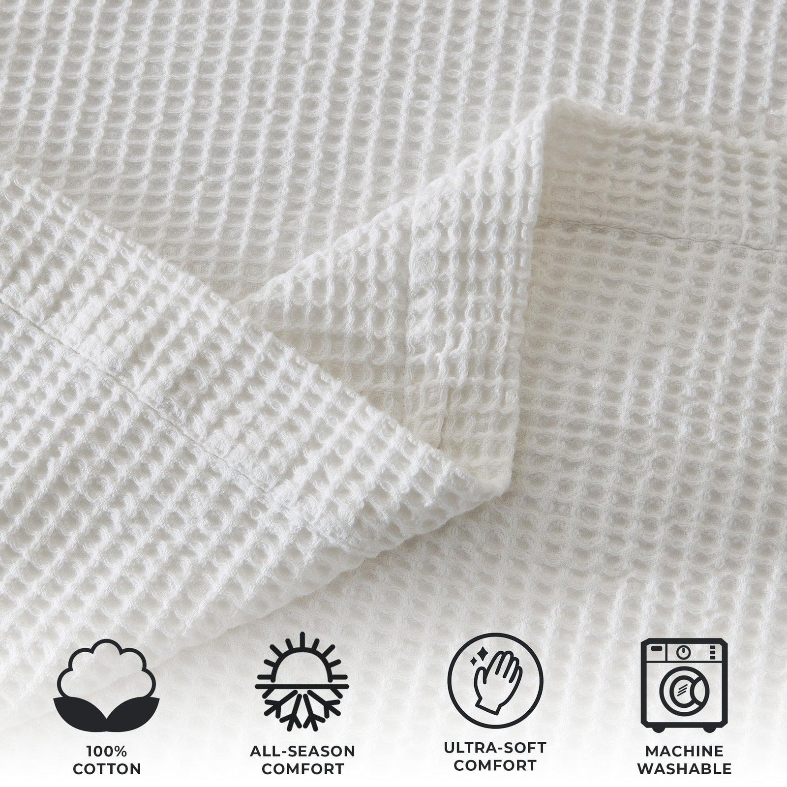 100% Cotton Waffle Weave Blanket - Mikala Collection