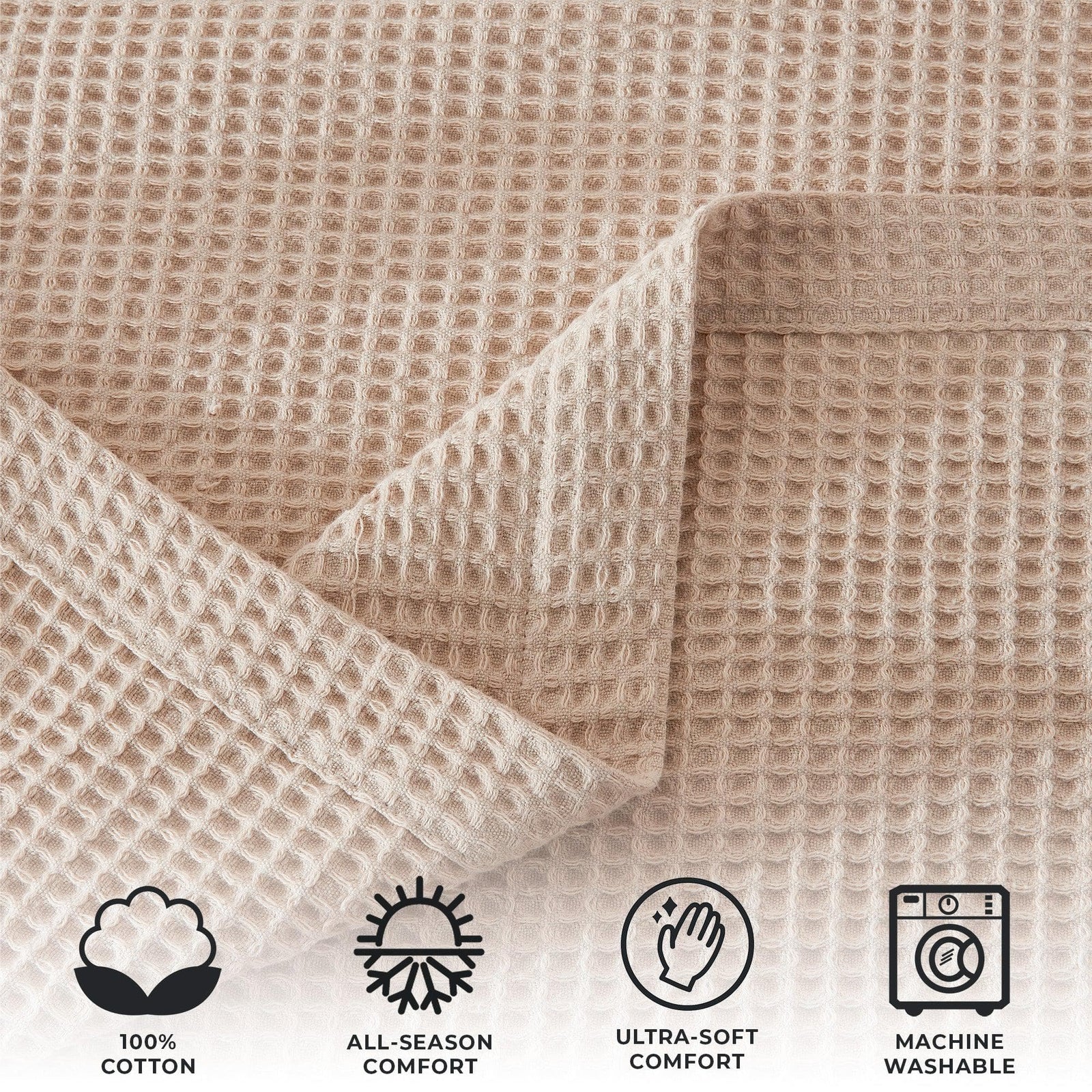 100% Cotton Waffle Weave Blanket - Mikala Collection