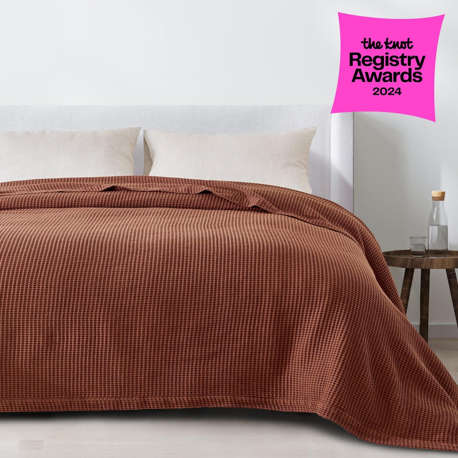 100% Cotton Waffle Weave Blanket - Mikala Collection