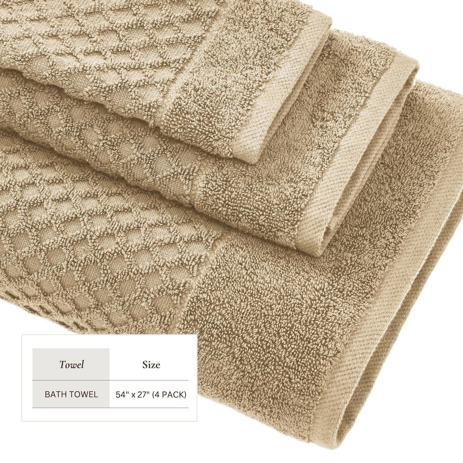 Cotton Diamond Waffle Weave Bath Towel Set - Grayson Collection