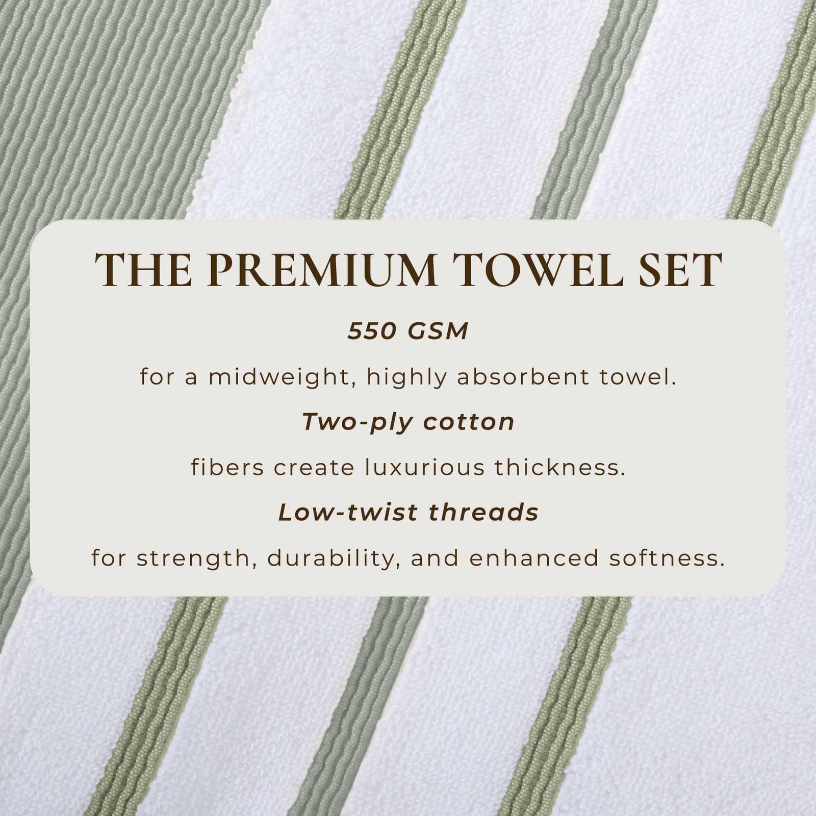 Decorative Cotton Stripe Bath Towel Set - Noelle Collection