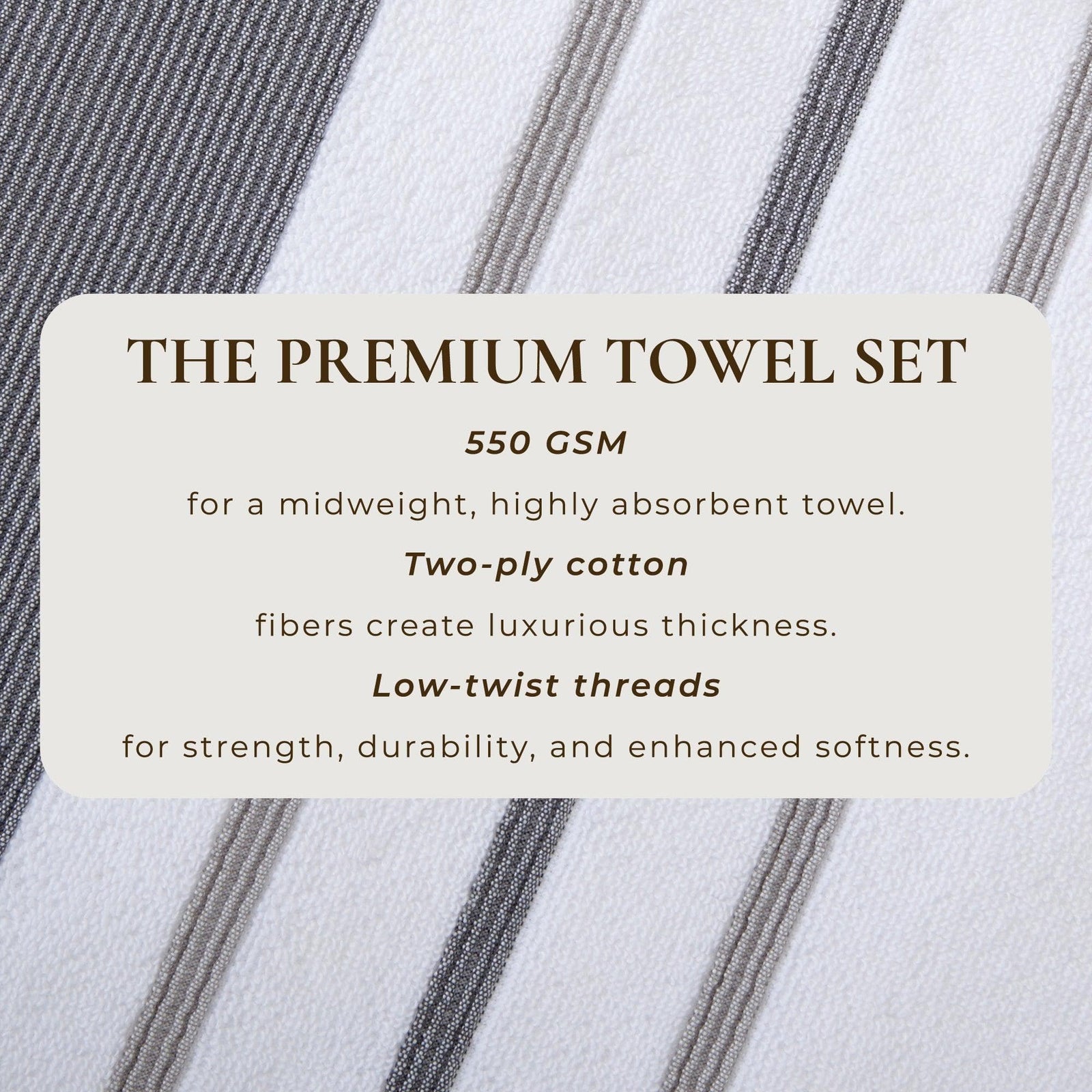 Decorative Cotton Stripe Bath Towel Set - Noelle Collection