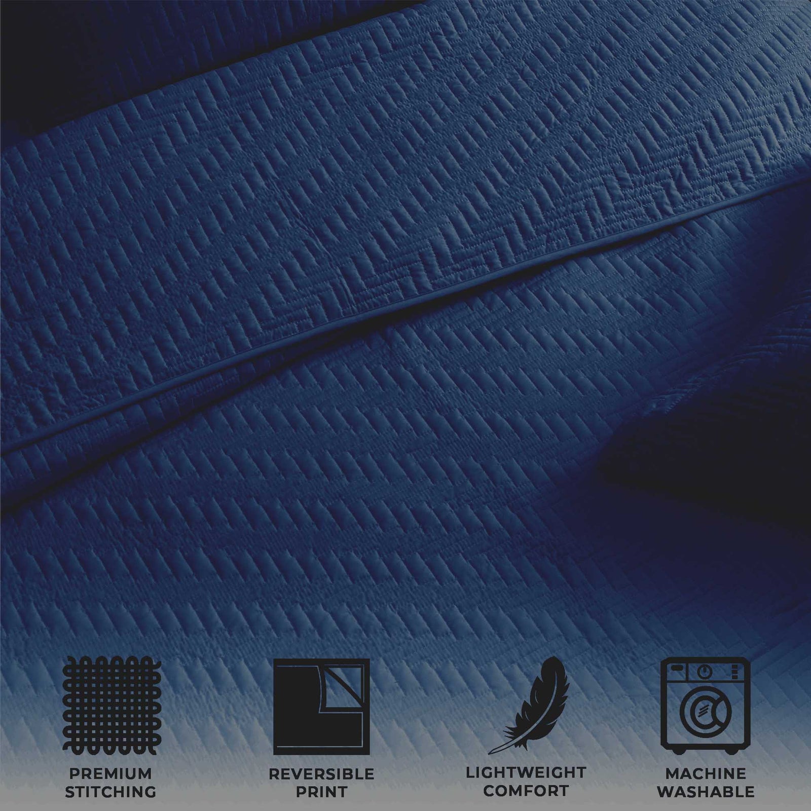 3-Piece Herringbone Stitched Quilt - Louise Collection