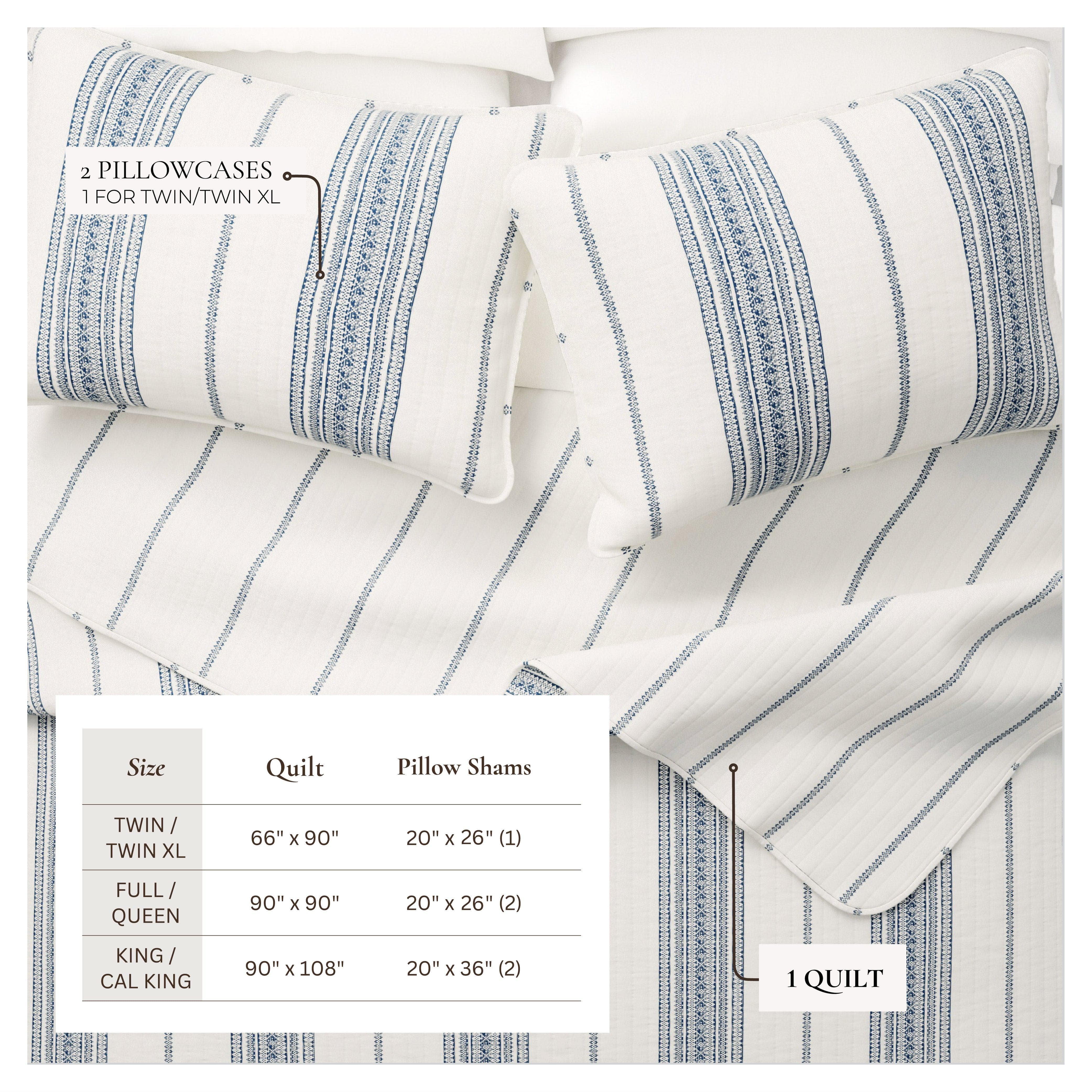 3-Piece Stripe Quilt - Wesley Collection