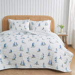 Coastal Blue Sailboat Quilt Set - Marzano Collection