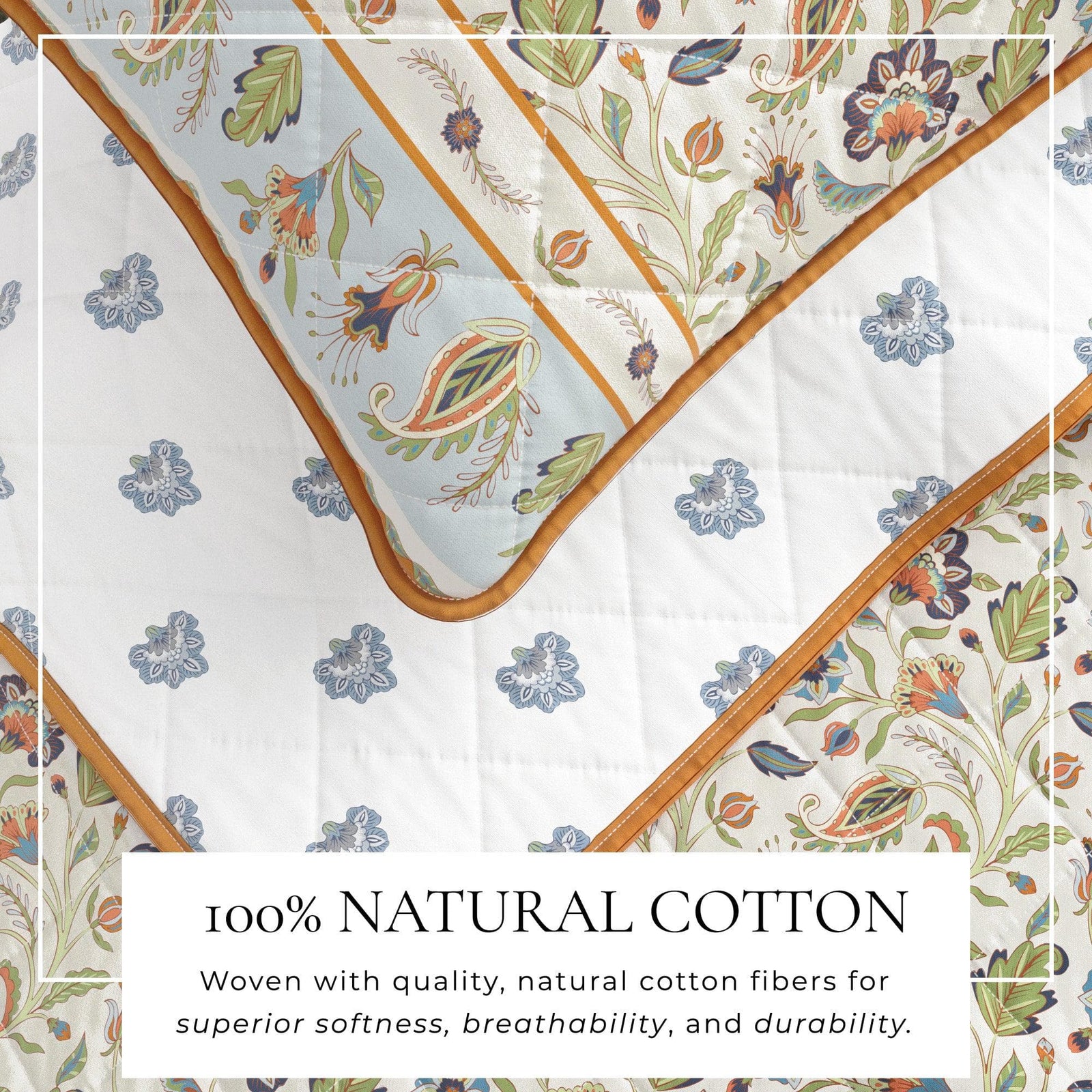 Floral Boho Printed Cotton Quilt Set - Indira Collection