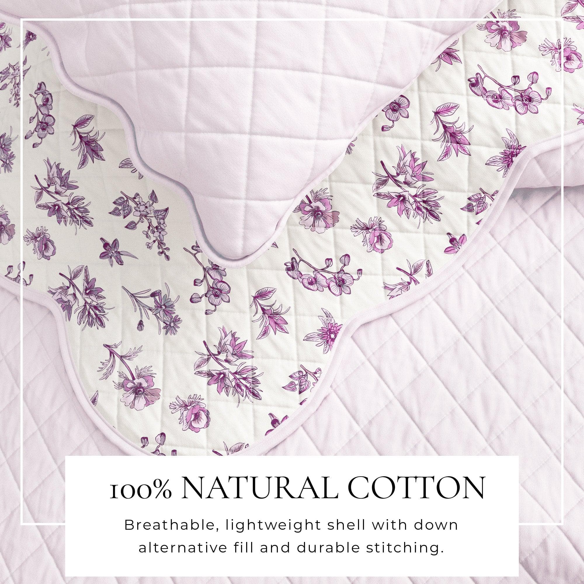 Floral Print & Scalloped Edge Cotton Quilt Set - Sandie Collection