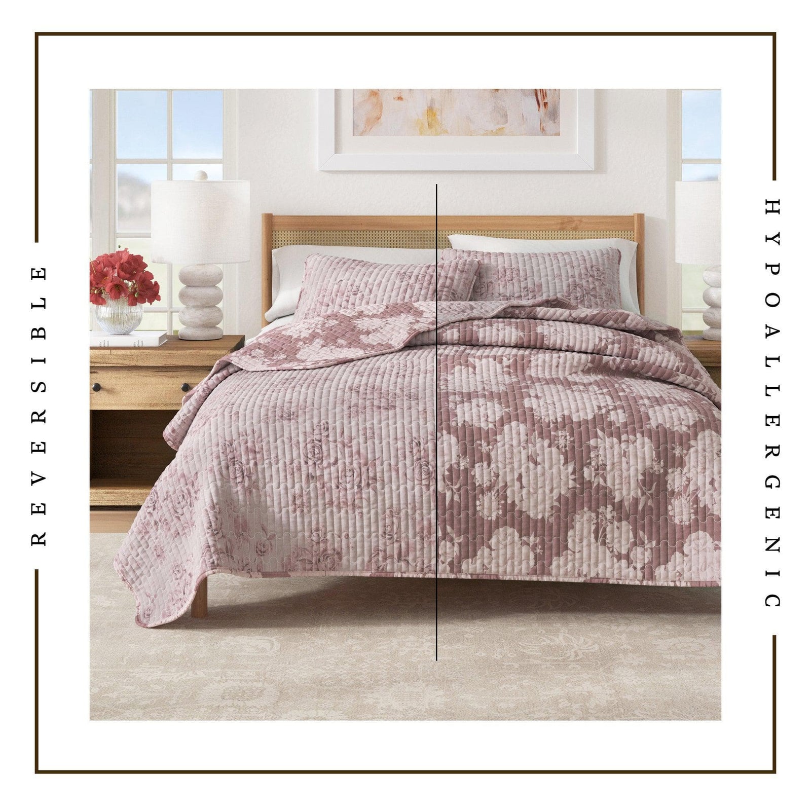 Floral Printed Cotton Quilt Set - Corin Collection