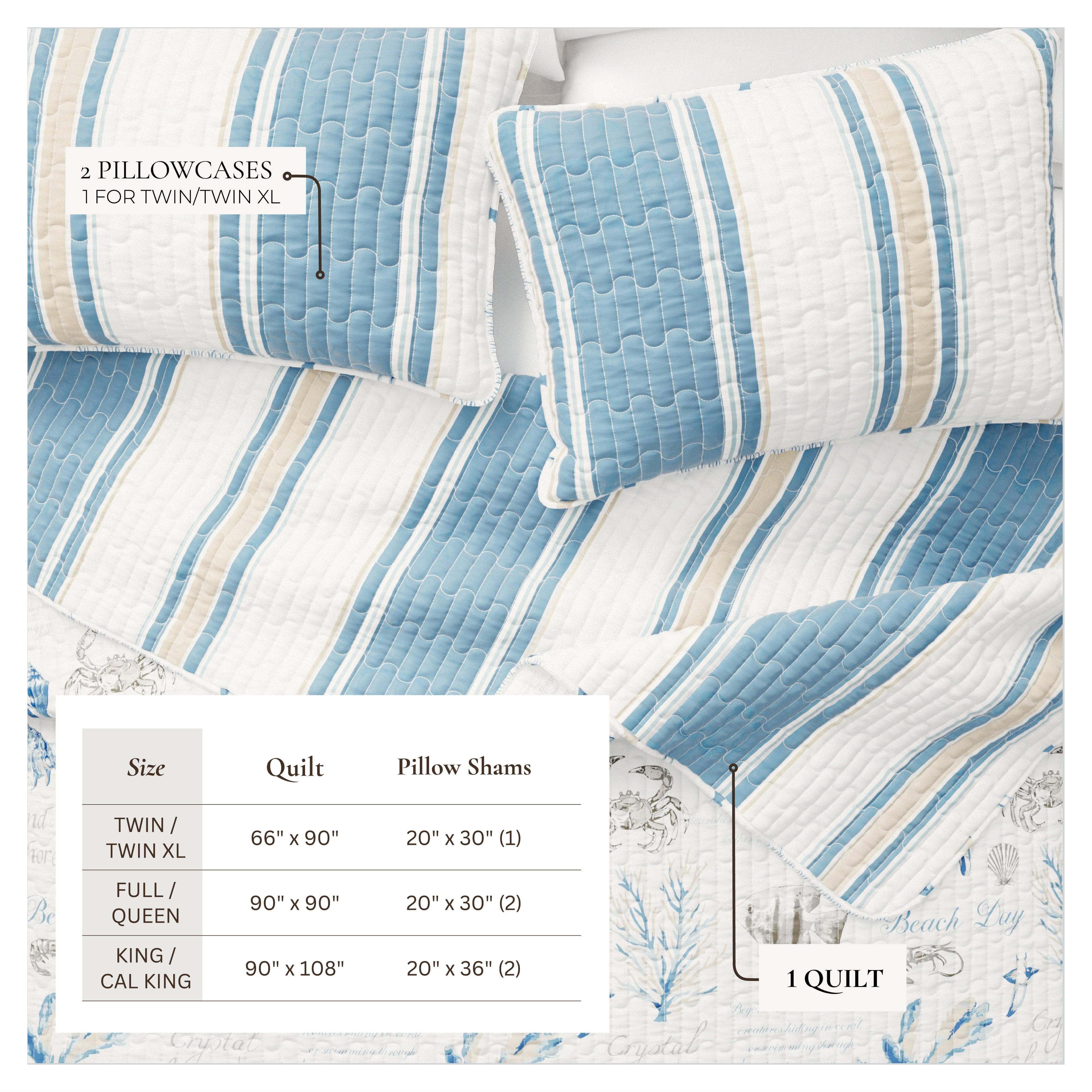 Stripe & Ocean Story Coastal Quilt Set - New Castle Collection
