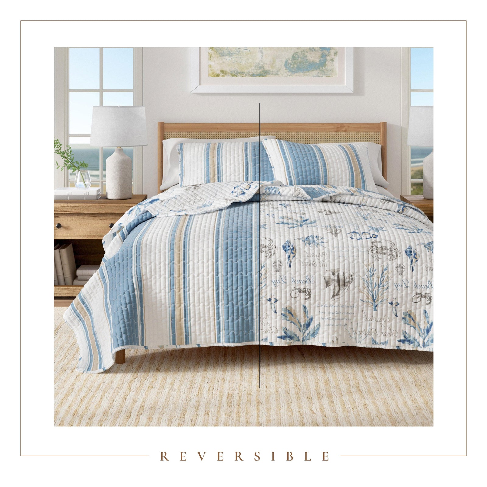 Stripe & Ocean Story Coastal Quilt Set - New Castle Collection