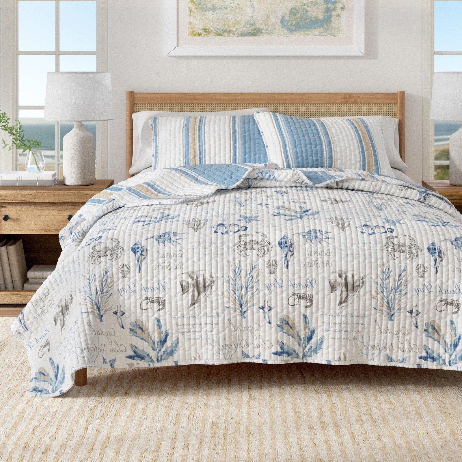 Stripe & Ocean Story Coastal Quilt Set - New Castle Collection