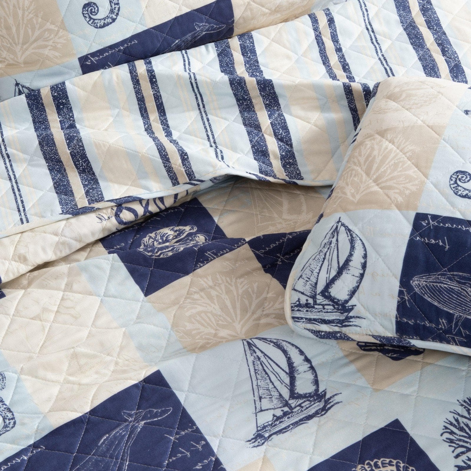 Seaside Patchwork Coastal Quilt Set - Caspian Collection