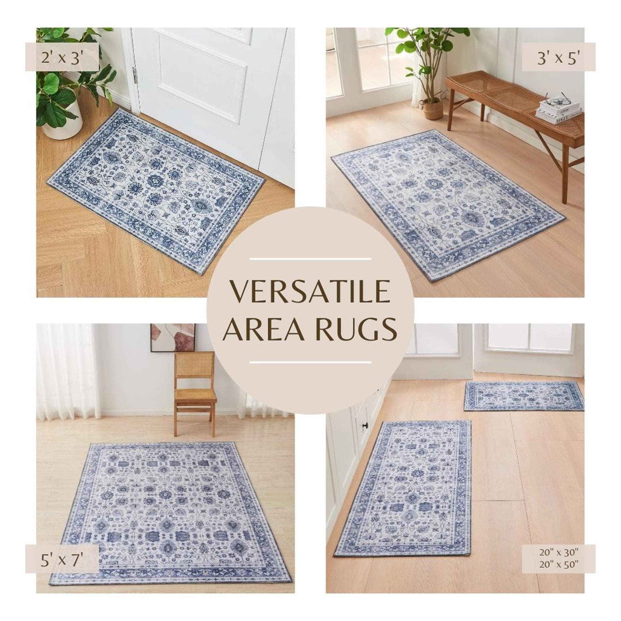 Floral Machine Washable Accent Area Rug 3' x 5' - Matra Collection