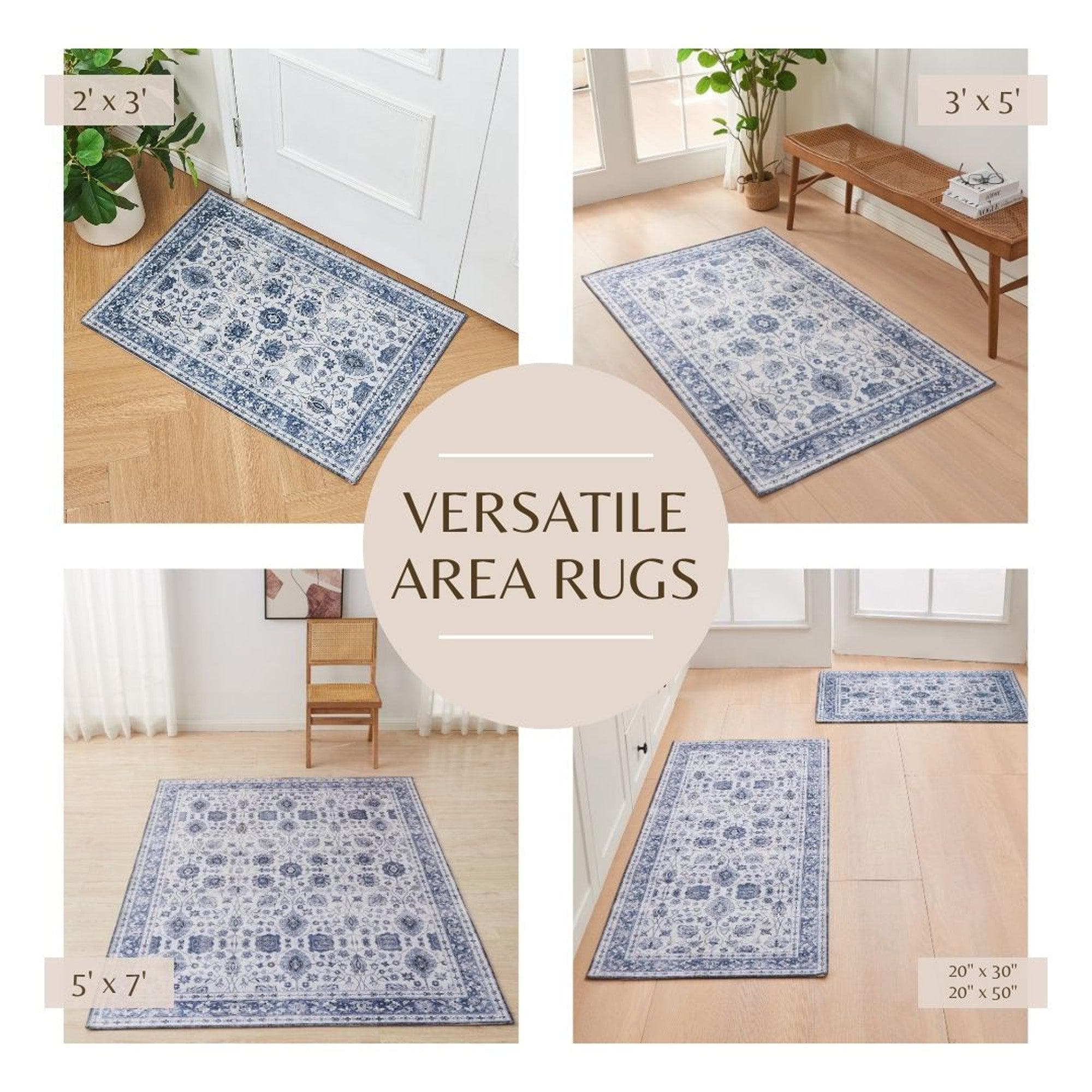 Floral Machine Washable Accent Area Rug 5' x 7' - Matra Collection