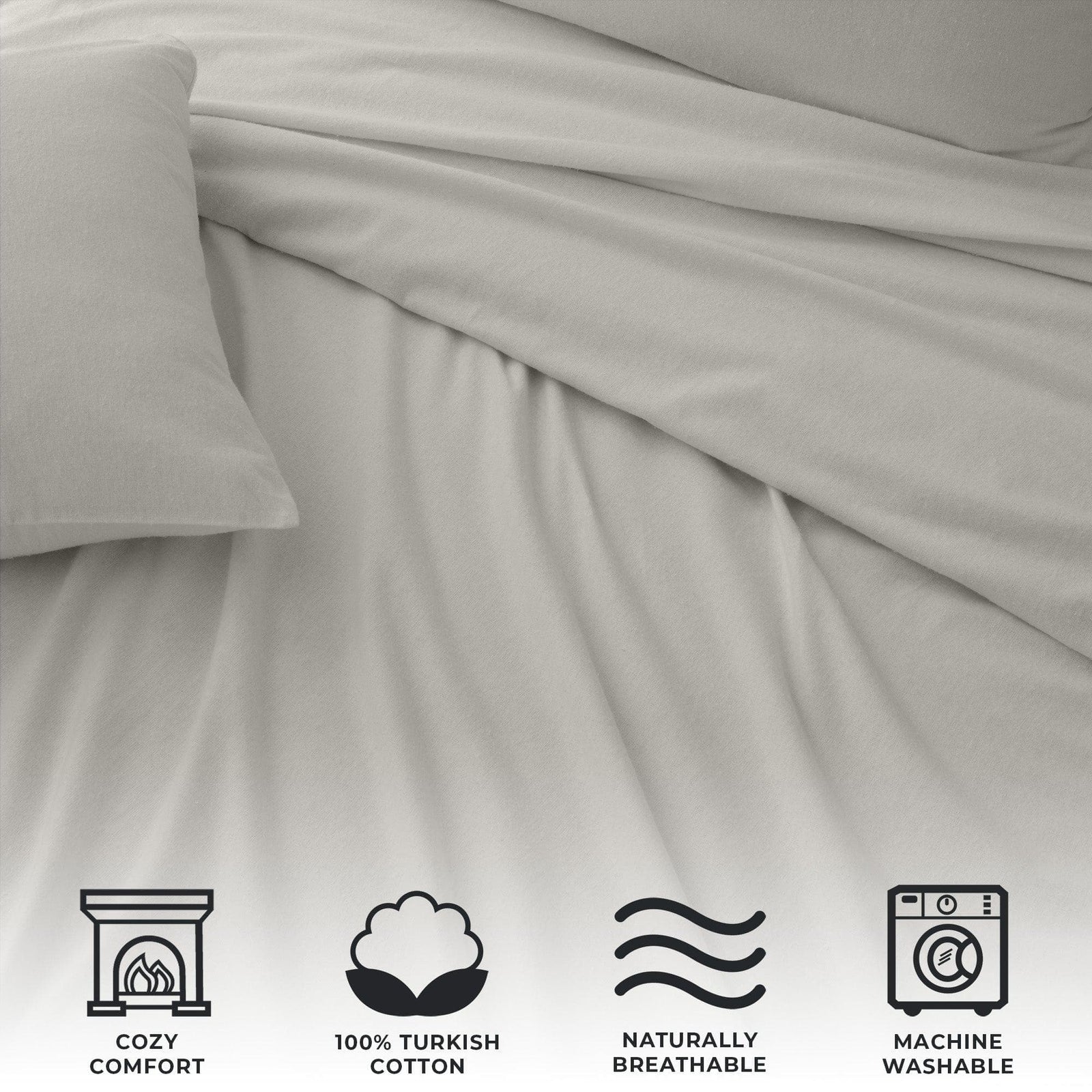 4-Piece Cotton Solid Flannel Sheet - Nordic Collection
