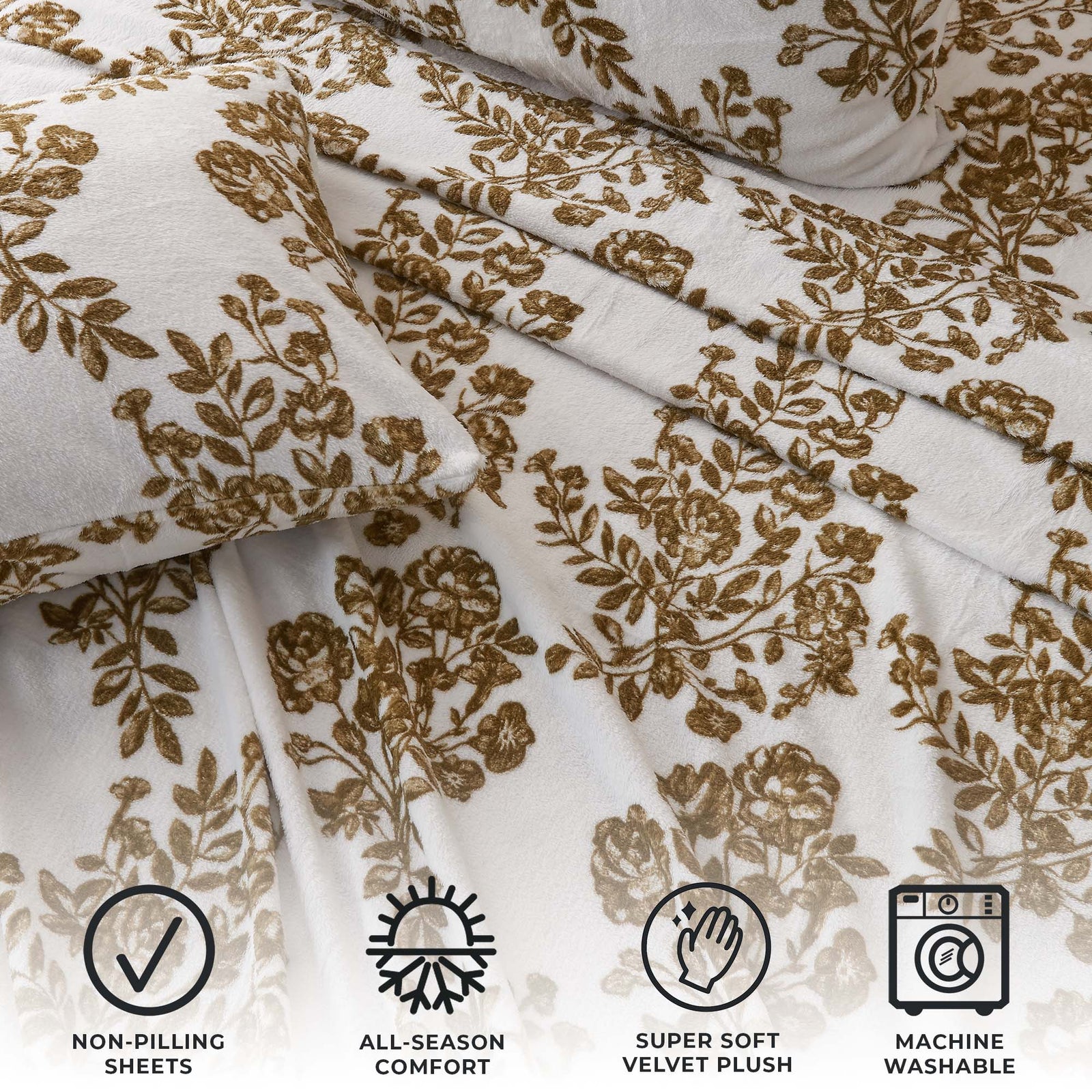4-Piece Printed Plush Sheet - Velvet Luxe Collection