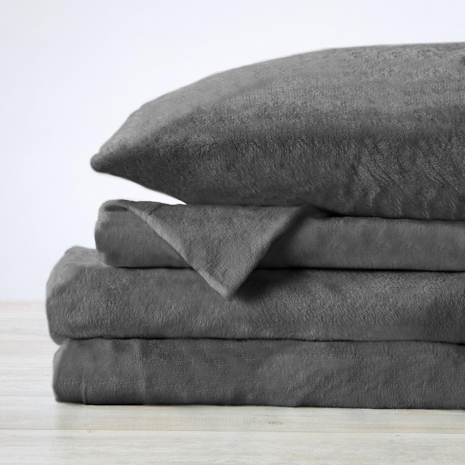 4-Piece Solid Plush Sheet - Velvet Luxe Collection
