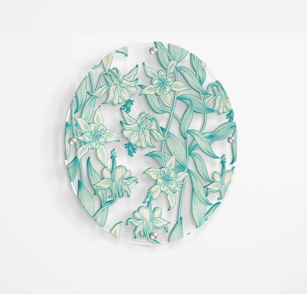 Green Narcissus Printed Transparent Acrylic Circle