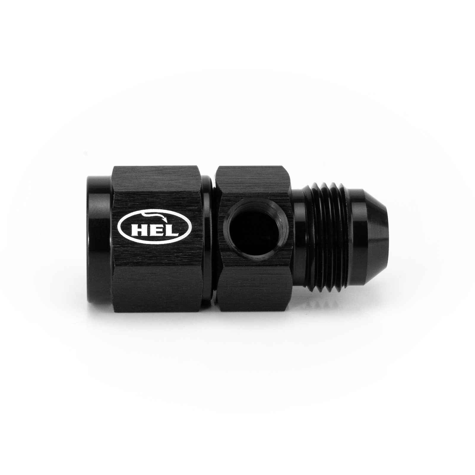 AN8 Female to AN8 Male Straight Adapter with 1/8" NPT Sensor Port HEL Aluminium