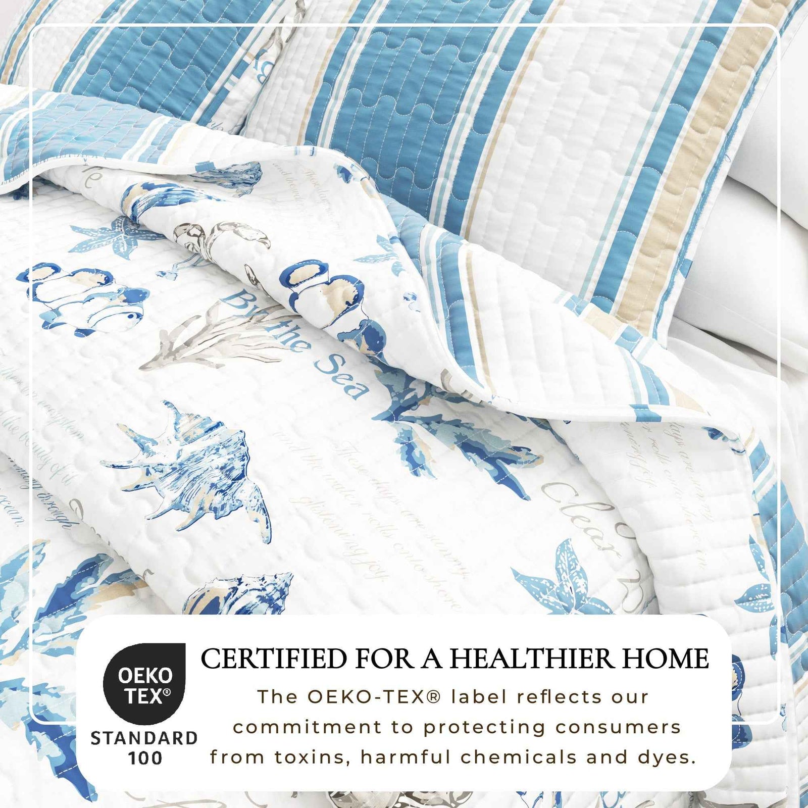 Stripe & Ocean Story Coastal Quilt Set - New Castle Collection