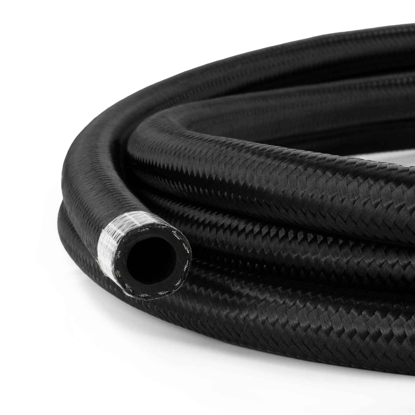 AN8 Rubber Black Nylon Braided Fuel Oil Coolant Hose Line