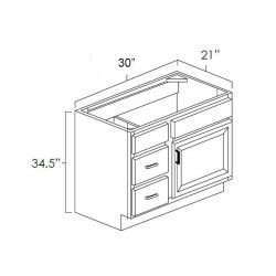 30 Inch Hickory Shaker Single Sink Bathroom Vanity with Drawers on the Left