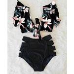 High Waist Bikini Ruffle Swimwear Women Print Swimsuit Push Up Bikinis Plus Size Bathing Suits Floral Beach Wear Bikini Swimsuits for Teen Girls