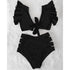 High Waist Bikini Ruffle Swimwear Women Print Swimsuit Push Up Bikinis Plus Size Bathing Suits Floral Beach Wear Bikini Swimsuits for Teen Girls