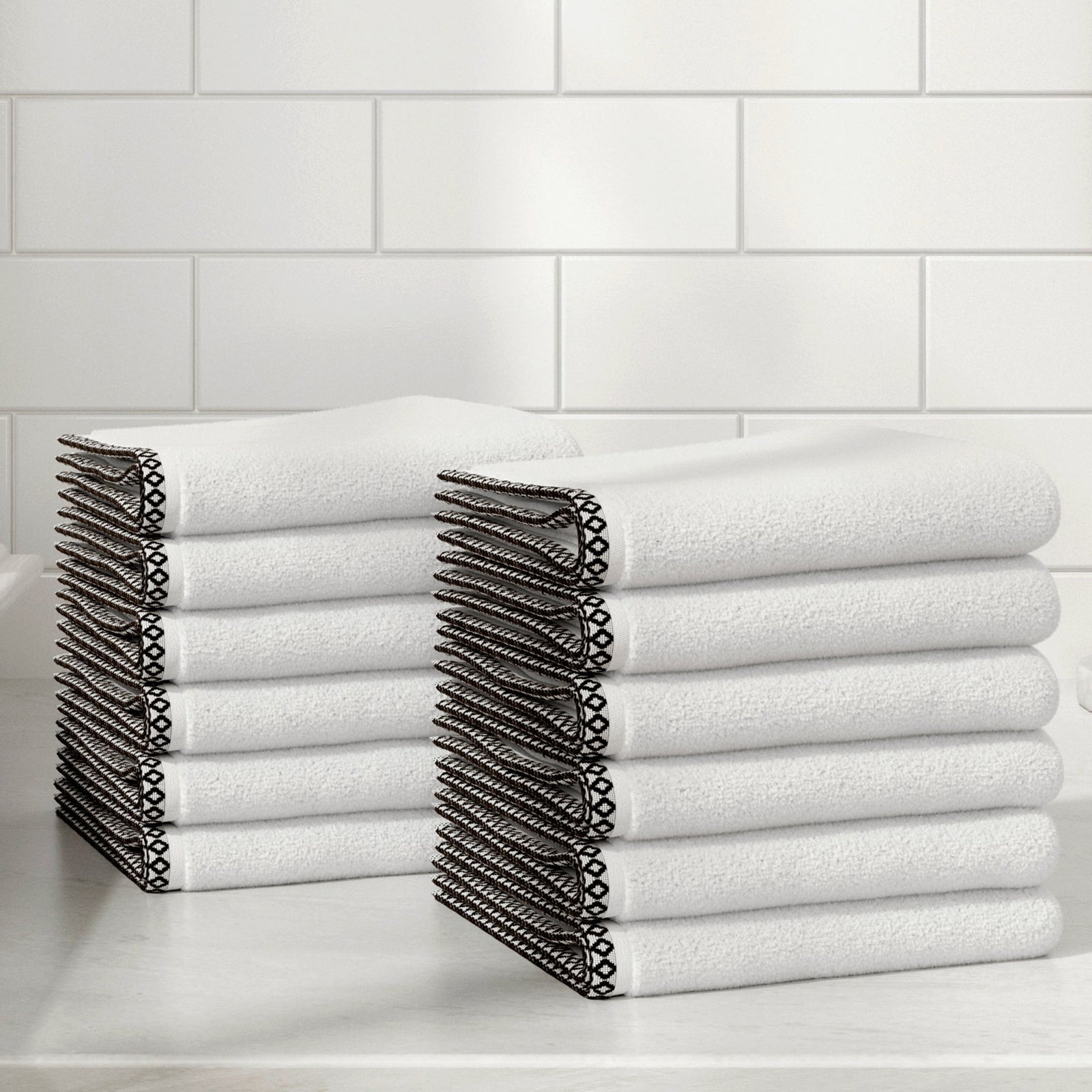 Cotton Border-Stitched 6-Piece Towel Set - Valery Collection
